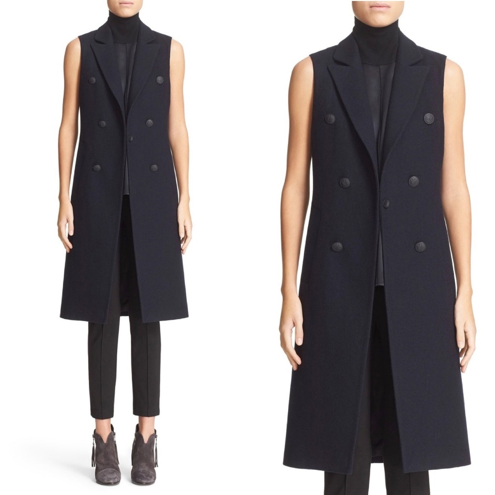 Rag & Bone Fitted Faye Wool Navy Vest Coat N48 - Picture 2 of 8